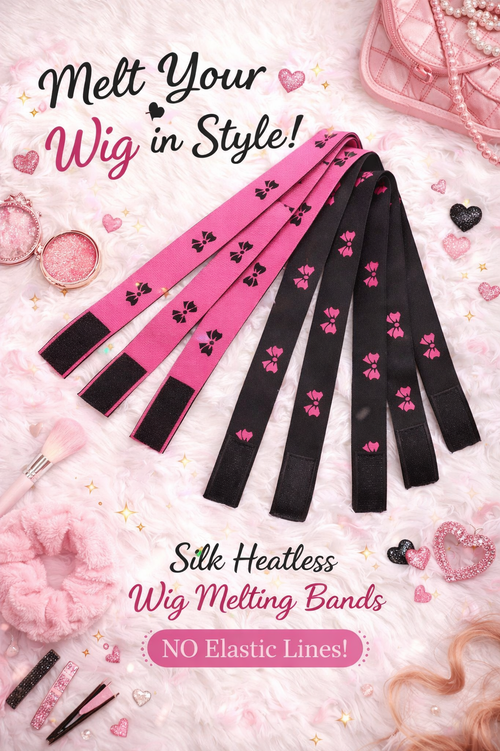 Rose Red Fixing Band Wig Edge Velcro Adjustable Non-slip Headband
