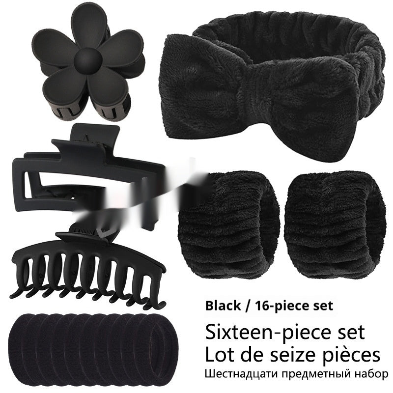 Bow Washing Face Hair Band 16-piece Set Barrettes Wrist Strap