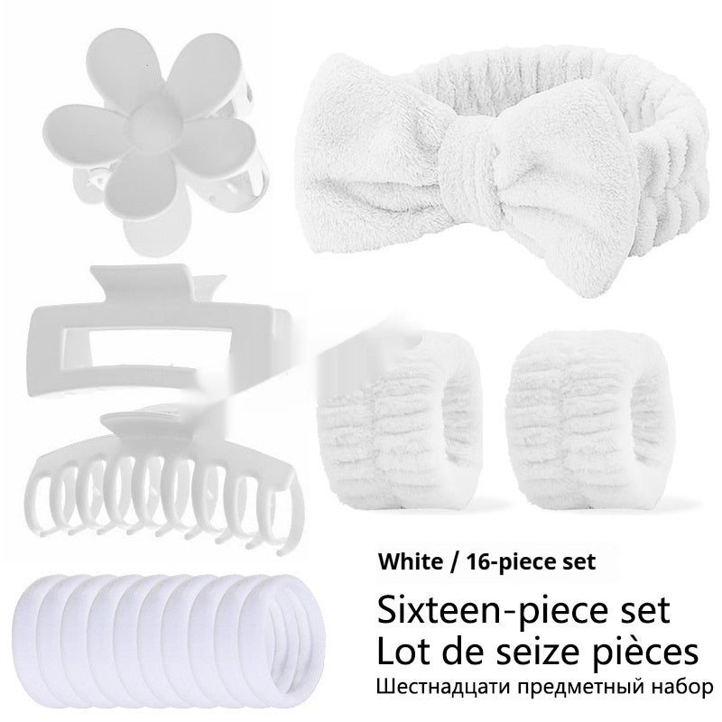 Bow Washing Face Hair Band 16-piece Set Barrettes Wrist Strap