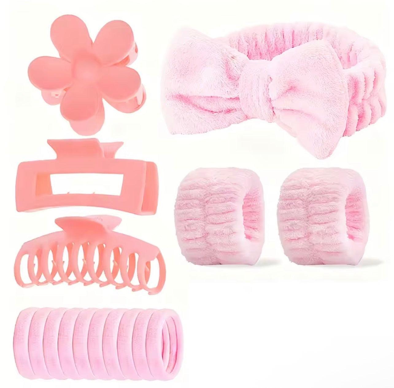 Bow Washing Face Hair Band 16-piece Set Barrettes Wrist Strap
