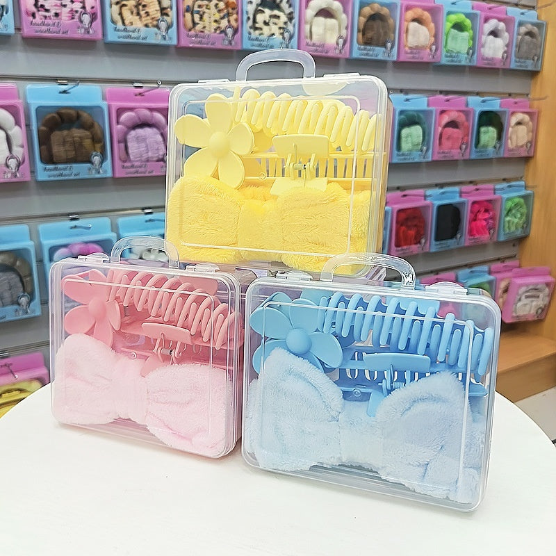 Bow Washing Face Hair Band 16-piece Set Barrettes Wrist Strap
